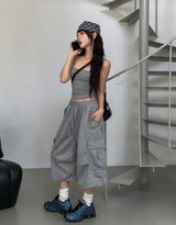 Bloss Pintuck Cargo Sweat Bermuda Pants