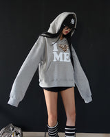 leopard print eye love oversized fit hoodie
