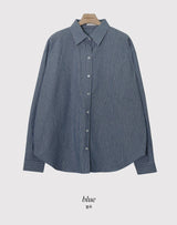 Peach Stripe Loose Fit Shirt (4color)