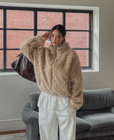 Lolo High Neck Fur Hooded Jumper