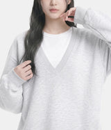 Deep V-Neck Loose Sweatshirt