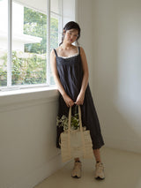 Ruffle drawstring bag_ivory