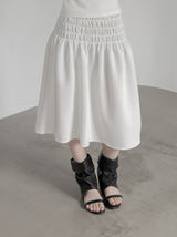 Seersucker smocked midi skirt
