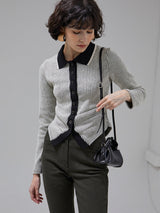 [LINE] Stripe Cutting Line Wool Cardigan
