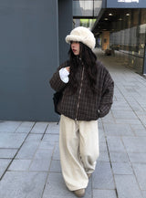 Quad Check High-Neck Avant-Fit Wool Jumper