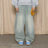 GP169 Outpleated Curved Denim Pants (INDIGO)