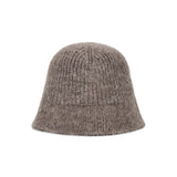 VA Curved Oval Metal Washed Knit Bucket Hat  / Brown