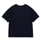 [Unisex] BASIC LINE RINGER T-SHIRT [NAVY]