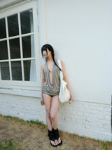 drape halter long slvl