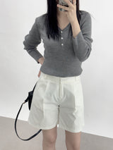 Scani V-neck Button Long Sleeve Knit