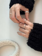 [7 set] antique bold chain ring set / chain silver daily simple ring mood cute knot