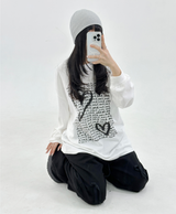 (LOVELY + HIP♥)レタリング長袖Tシャツ - 2カラー