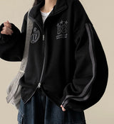 Dove Line Belt Track Two Way High Neck Zip-Up [Fleece]