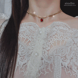 シティウーマンゴールドチェーンチョーカーネックレス / City Women Gold Chain Choker Necklace - Ruby Red