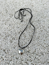 HEART PENDANT NECKLACE LACE NECKLACE - 2 SIZE