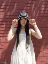 Stripe Cotton beanie-Black