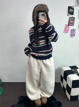 クリームテディシープファーロングパンツ🧸🤎🐑🖤3COLOR