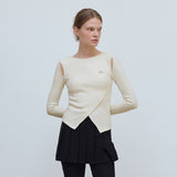 CUT OUT WRAP KNIT TOP - IVORY