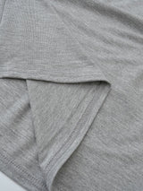 アンバランスオフショルダーシャーリングベーシック長袖Tシャツ