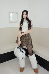wool Angora sleeveless turtleneck T-shirt