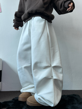 FLEECE❤RIVET TWO PIMTUCK LONG PANTS 🖤🤍🩶3COLOR