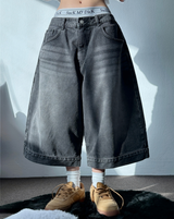 UP SIDE DOWN BACK PATCH CARGO BALLOON DENIM BERMUDA 🩵🖤2COLOR