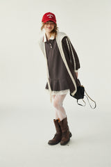 Lace Patchwork Check Sweatshirt Dress
