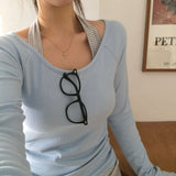 [MADE] Ray, U-neck rib long sleeve T-shirt