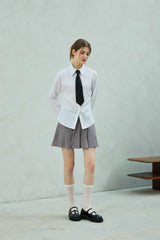 LOWELL SLIM FIT STRIPE SHIRRLING SHIRT / WHITE