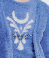 Chain Link Furry Cardigan _ SKY BLUE