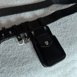 シニカルレザーキーチェーンミニポケットベルト (Black)