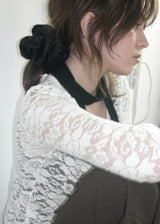 Matt Velvet Scrunchie_One Point_Large_Black