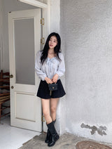 #Fairy Ribbon Puff Long Sleeve Blouse (4color)
