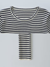 Slim Fit Crop Border Rib Knit (4color)