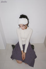 velvet line half-turtleneck zip-up slim top