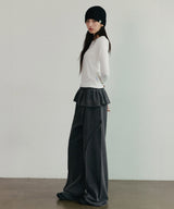 Pigmented Frill Skirt Pants Charcoal