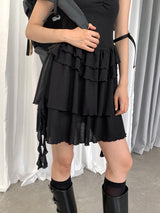 ブラックローズシフォンフリルドレス