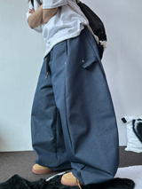 SNAP DENIM BALLOON LONG PANTS 💙🖤2COLOR