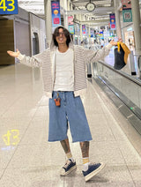 Oversized Striped Hooded Sweatshirt 2COLOR