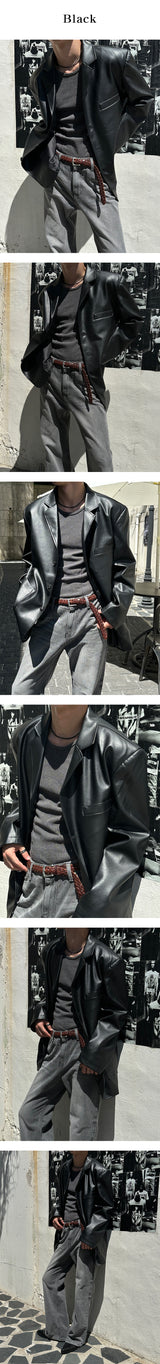 [F/W] Leather overfit blazer(2color)