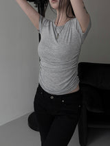 basic shirring short sleeve (2color)