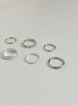 [7 set] antique bold chain ring set / chain silver daily simple ring mood cute knot