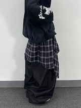 ノンフェイドチェックレイヤードデニムパンツ