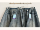 Teen Zanstripe washing denim wide pants [Long & Short]