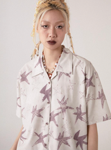 Graffiti print short-sleeved shirt