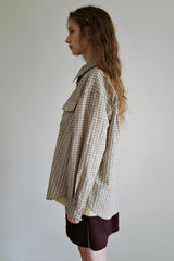 Seersucker check shirt, Brown