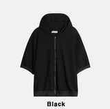 ディヤクロシェットクロップショートスリーブフーデッドトップ