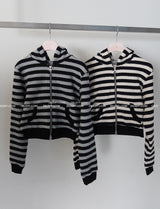 Tsuki Stripe Hooded Zip-Up Jacket