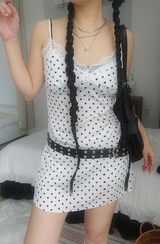 SATIN DOT LACE BUSTIER MINI DRESS (WHITE, BLACK 2COLORS!)