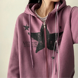 Suffle Star Vintage Two-Way Hooded Zip-Up